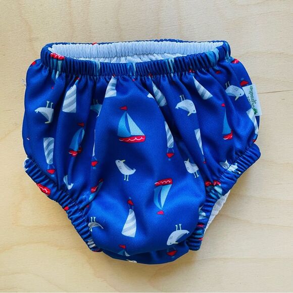 Green Sprouts Boy’s Reusable Absorbent Swim Diaper with Seagulls & Sailboats 12m - Picture 1 of 8